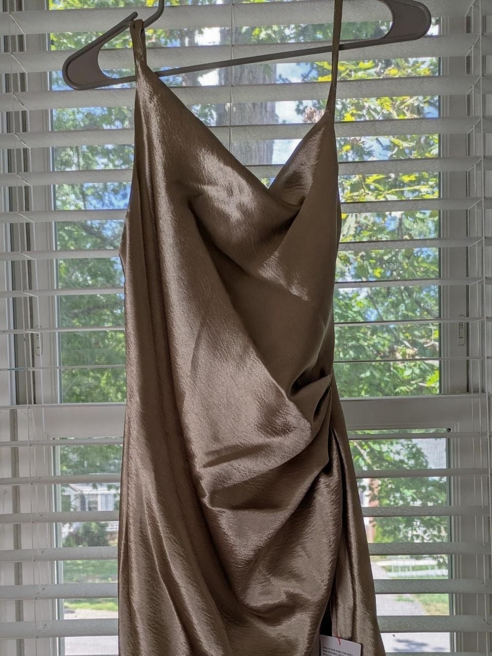 NWT ASOS Taupe Satin Cowl Slip Dress Size 4 *FLAW*